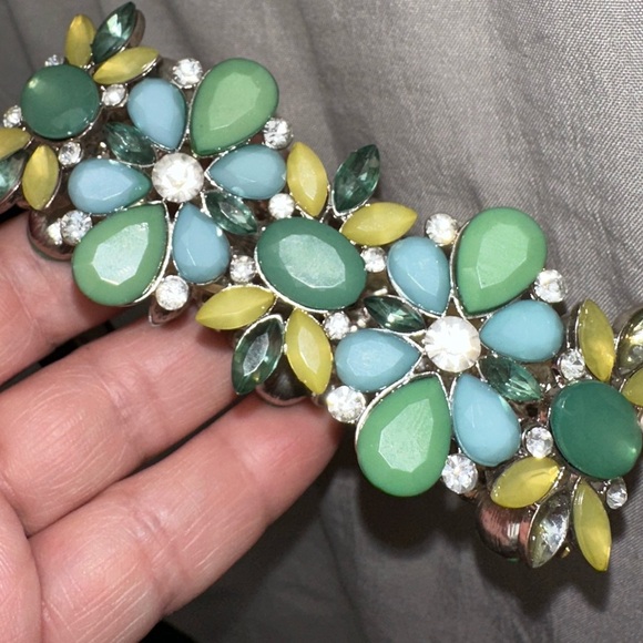 Floral enamel Bracelet rhinestones spring colors - Picture 2 of 5